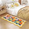 Aldopein Tappetino da Bagno e Cucina Colorato e Carino con Fiori 51x130 cm Antiscivolo Lavabile in Lavatrice, Shaggy Arancione Giallo Estetico Tappeto da Bagno Extra Lungo con Margherite, Moderno Boho
