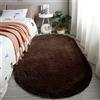 Reyox Tappeto Ovale Moderno Peloso Morbida Soffici Antiscivolo Tappetino a Pelo Lungo per Soggiorno Camera da Letto caffè 50 x 120 cm