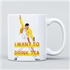 Panther Print Tazza da caffè con scritta I want to drink tea Freddie Mercury Queen, grande, resistente, in ceramica, per uomini e donne, ragazze e ragazzi, regalo per compleanno, partenza, insegnante, Natale