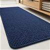 FASCINATDECO Tappetino da Bagno Antiscivolo, 60x160cm Tappeto Bagno Assorbente, Tappeti Bagno in Ciniglia, Lavabile Asciugatura Rapida Tappetino Bagno Doccia per Bagno, Cucina, Blu Scuro