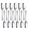 Buyer Star Set di 12 posate in acciaio inox, con coltelli, forchette, cucchiaini da dessert, cucchiaini da tè, Silver, 7.09 inches (18.00 cm)