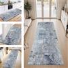 ZESEWU Tappeto passatoia cucina antiscivolo lavabile Tappeti ingresso interno casa 70X300CM Tappeto Runner Poliestere Blu Grigio tappetocorridoio salotto per soggiorno camera da letto Entrata bagno