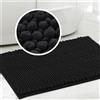 LINGKY Tappeto Bagno Ciniglia Tappetino da Bagno Alta densità e Assorbente In Microfibra Shaggy Tappeto da Bagno Antiscivolo ad Asciugatura Rapida Lavabile (Nero,50 x 80 cm)