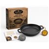 Maysternya Padella Grill in Ghisa Ø 18 cm - Padella Compatta per BBQ, Forno & Campeggio - Ghisa Ultra-Resistente - Ideale per Cucina da Esterno & Fuoco Vivo - Nero Opaco - Regalo Perfetto per Amanti del BBQ
