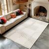 Carpetsale24 tappeto 200x290 cm crema a pelo alto per soggiorno, morbido e soffice, stile boho scandinavo, shaggy a pelo lungo, facile da pulire con retro in juta