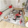 Mazovia Tappeto Salotto Moderne e Classico Pelo Corto - Tappeti Soggiorno Turchi Originali - Tappeti Camera da Letto - Tappeti Salotto Grandi Dimensioni - Grigio Rosso 160 x 230 cm