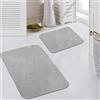 Teppich-Traum Tappeto Bagno Tappeto Toilette Set 2 Pezzi Lavabili Antiscivolo in grigio, 50x60cm + 60x100 cm