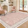 Softlyle Tappeti Salotto 150 x 180 cm Tappeto Antiscivolo Pranzo Camera da Letto Tappeto Morbido Lavabile Modern Floral Brown Pink Camel Red Green Beige