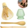EVDZNA Set di 4 Scope Matcha in Bambù Con Frusta di Tè Verde - Set Iniziazione con Cucchiaio, Pala e Supporto per Accessori Cerimonia del Tè