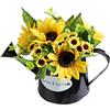 Keebgyy Girasoli in Vaso Bollitore Nero - Fiore Artificiale di Seta, Margherita con Vaso in Metallo per Matrimoni, Palcoscenico, Tavolo (#1)