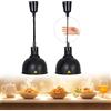 BOVDC Lampada Riscaldante per Alimenti, 250W Lampade Scaldavivande Cucina Regolabile, Lampade Riscaldante Cucina Sospeso 19 cm/25 cm per Ristoranti, Hotel a Buffet (Nero-25cm,2 Pezzi)
