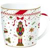 Easy Life Tazza per colazione di natale in porcellana con schiaccianoci e scatola di latta vintage Nutcracker Twist 350 ml