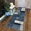 Siunwdiy Tappeto Corridoio Antiscivolo Tappeto Cucina Passatoia LavabileGeometrica 1.2 Metri Blu Tappeti Runner Lungo Moderno Tappeto Per Cucina,Soggiorno ，Patchwork moderno，50x120cm
