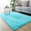 Hearda Tappeto Salotto Pelo Lungo Shaggy, Tappeto Peloso per Camera da Letto Morbido e Soffice Tappetino Peloso Pelo Lungo Moderno Lavabile con Fondo Antiscivolo (Azzurro,120x160cm)