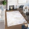 TAPISO Toscana Tappeto Soggiorno Antiscivolo Lavabile Pelo Corto Effetto Stampato Design Moderno Motivo Astratto Marmo Tonalità Grigio Oro Salotto Sala Camera 140 x 200 cm