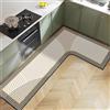 Hixingo Tappeto Cucina in Diatomite, Forma a L Passatoia Cucina Antiscivolo Lavabile Tappeti da Cucina, Tappeto da Cucina Tappeto da Bagno Tappetino per Doccia (Cachi,100x150x35cm)