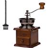 XuQiZZpp Macinacaffè manuale regolabile, struttura in legno, spazzola integrata per preservare gli oli di caffè, macinazione da grossolana a fine