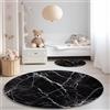 Generico Lavabile Tappeto Rotondo 100 cm - Moderno Elegante Marmorizzazione Tema Antiscivolo Tappeto Rotondo, Nero Pelo Corto Flanella Tappeti per Soggiorno Camera da Letto Home Decor