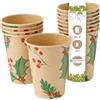 BIOZOYG 50 Bicchieri monouso da 300 ml Inverno 'Rami' per caffè da asporto biodegradabili. Bicchieri monouso per mercatini invernali in carta compostabile non sbiancata