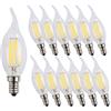 ENGEYA Lampadine a Fiamma di Candela LED E14, 4W Lampada a Filamento, Bianca Fredda 6500K/ 400 Lumen/ AC 220-240V, 400 Lumen, 4W Equivalenti a 40W, 360° Angolo Luminoso, Non Dimmerabile, 12 Pezzi