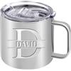 Xihedfd Tazza Personalizzabile con Foto Scritta da 350ml 410ml Mug Isolata con Nome Logo Testo Inciso Personalizzato Tazza da Caffè Personalizzata in Acciaio Inox con Manico Coperchio Regali per Donne Uomini