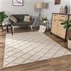 Paco Home Tappeto Salotto Moderno Soggiorno Pelo Corto Motivo Boho Motivo Scandinavo 3D Moderno, Dimensione:60x100 cm, Colore:Beige