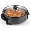 GOURMETmaxx Padella elettrica per pizza con termostato, coperchio in vetro e rivestimento antiaderente, padella multifunzione con diametro di 30 cm e 1500 Watt, ideale per feste