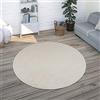 Paco Home Tappeto Pelo Corto, Lavabile, Monocolore, Semplice e Moderno, per Soggiorno, Camera da Letto e Ingresso, Dimensione:Ø 160 cm tondo, Colore:Crema