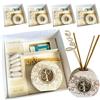 Regalami.shop set 4 Bomboniere profumatore cm 7x6 in Pietra bianca completa di Scatola, Pirtaconfetti, Essenza alla Lavanda, Nastro e Bigliettino (4, albero)