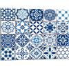 TMK ArtDeko TMK - Copri piano cottura induzione, tagliere in vetro, 52 x 40 cm, piastra di taglio in vetro paraspruzzi, piastra di vetro universale, cucina decorazione, blu mosaico