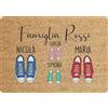 fashwork Tappeto Personalizzato con Nome Famiglia Scarpe 2 figli Zerbino in Poliestere 60x40 cm Idea Regalo