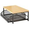 BEAZOOM Carrello per microonde con cestino estraibile, MDF + telaio in metallo, ruote bloccabili, 41,9 x 30 x 39,9 cm (nero)