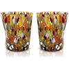 MAZZEGA ART & DESIGN - 2 Bicchieri Tumbler Classic in Vetro Soffiati e Lavorati a Mano con Murrine di Murano, linea "I Colori di Murano" 350 ml. Made in Italy (AMBRA, 2)