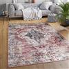 Paco Home Tappeto Salotto Moderno Soggiorno Tessuto Liscio Moderno Persiano Marocco Motivo Ornamenti Vintage Lavabile, Dimensione:80x150 cm, Colore:Rosso