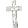 perfk Croce in legno intagliato Crocifisso Cuore intrecciato Regalo Spiritualità Scultura da parete per San Soggiorno Insegnante Bambini, Bianco standard