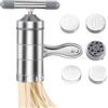 Tissting Macchina per Pasta, Acciaio Inossidabile Pressa Manuale per Tagliatelle Macchina per Tagliatelle, Pasta Torchietto Stampo Pasta Maker, 5 in 1 Portatile Macchina Pasta Noodle Maker
