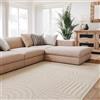 Interiyou Tappeto salotto pelo corto Lecce - 300x400 cm Crema - Stile boho scandinavo con effetto 3D alto-basso - Piatto con motivo geometrico