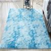 Aexpath, Tappeti morbidi a pelo lungo con tintura tie-dye per camera da letto e soggiorno, tappeto colorato e soffice, piccolo e grande, blu 80x160 cm