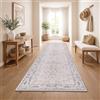 Paco Home Tappeto Corridoio Vintage Pelo Corto Stile Boho Lavabile Antiscivolo Facile Da Pulire Design Retro Moderno, Colore:Argento, Dimensione:80x150 cm