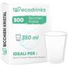 ecodrinks - 500 Bicchieri Trasparenti Kristal da 350ml - Rigidi, Presa Sicura, Bordo Liscio Antischiuma - Per Acqua, Birra, Cocktail e Bibite Fredde o Tiepide