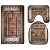 A.Monamour Set Tappeti Bagno 3 Pezzi Completo Assi Di Legno Della Porta Del Fienile In Legno Rustico Vecchio Vintage Antiscivolo Morbidi Assorbente Lavabile Tappetini per Il Bagno WC Bidet