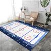 Generic Tappeto a Pelo Corto 140x200cm Stampato Pista di Hockey su Ghiaccio Grande Tappeto Morbido Antiscivolo Blu per Soggiorno Camera da Letto Sala da Pranzo