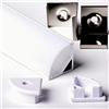 AFTERTECH 1x 3metri 1616B 16x16mm PROFILO ALLUMINIO ANGOLARE BIANCO PER STRISCE STRIP LED BARRA RIGIDA 3MT + COPERTURA (1x 3metri 1616bianco milk)