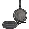 VIRSUS Tris Padelle a Induzione Set Padelle da 18cm, 22cm e 26cm Pentole in Alluminio Puro con Fondo in Acciaio Magnetico e Rivestimento Antiaderente - (F)