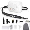 RELAX4LIFE Pulitore a Vapore Portatile 1600W, Macchina per Pulizia a Vapore con Serbatoio da 1L, Pressione 3 Bar, Tempo Riscaldamento 10s, Accessori Completi, per Cucina, Soggiorno, Auto (BIANCO)