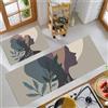 MULERN Set di Tappeti da Cucina, Tappetini in Piedi in Moquette Lavabili, Set di Tappeti da Pavimento Antiscivolo Illustrazione Colore della terra da 2 pezzi, 40x60cm+40x120cm, Donna Silhouette Pianta