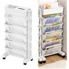 BestAlice Scaffale Mobile con Ruote, Scaffale per Libri, Libreria Unica Mobile Rimovibile, Ripiano Organizzativo Girevole in Plastica Rimovibile di Grande Capacità(6 strati)