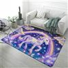 PEIHUODAN Unicorno Arcobaleno Tappeti Cameretta Dei Bambini, Decorazione Unicorno Rosa Viola Grande Tappeto Salotto Zerbino Antiscivolo per Sala Giochi, Camera da Letto Della Ragazza, 120x180 cm, Color 4