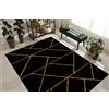 rugsx Tappeto esclusivo EMERALD Tappeto glamour, tappeto elegante per soggiorno, camera da letto, ufficio, guardaroba, Geometrico nero/oro 80x150 cm