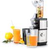 Klarstein Fruitberry - spremiagrumi verticale, mini-setaccio acciaio inox, 4 W, 6 U/min, pressa elica, 2 contenitori 1 ml, silenzioso, protezione start/stop, senza BPA, Argento